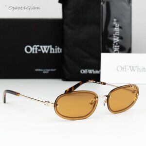 Off-White Women Sunglasses Gold Camel Oval OERI13M MIAMI 7662 NEW AUTHENTIC